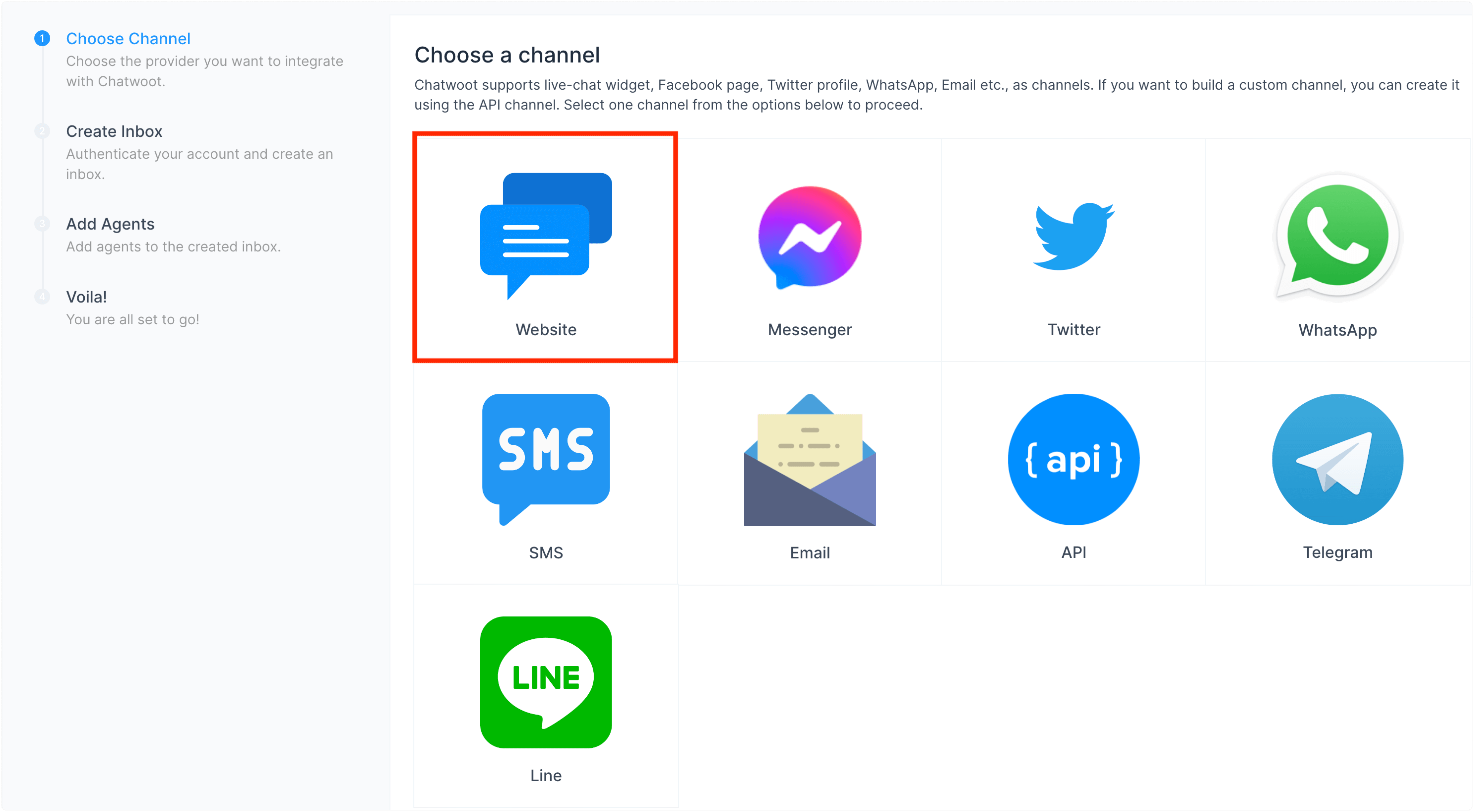 Choose Website Inbox